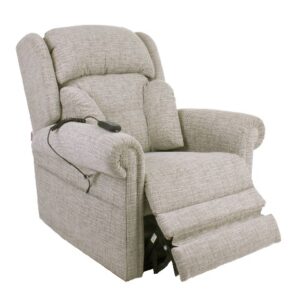 The Dorchester recliner chair in grey, shot from three-quarters